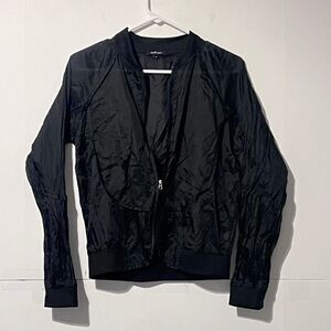Ambiance Womens Transparent Nylon Jacket Top Size S Jet Black Full Zip